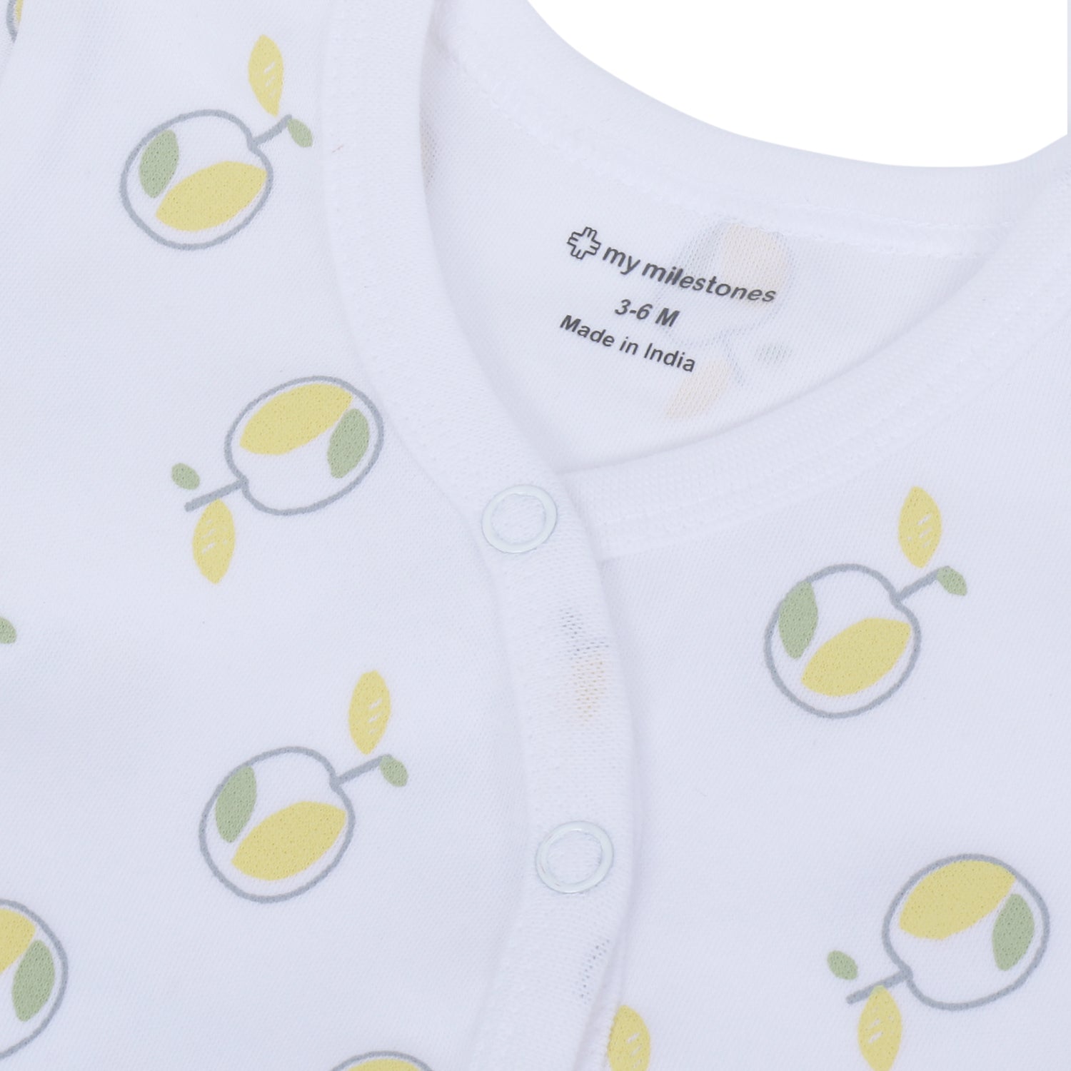 My Milestones T-shirt Half Sleeves Boys White Apples / Sage Green -2Pc Pack