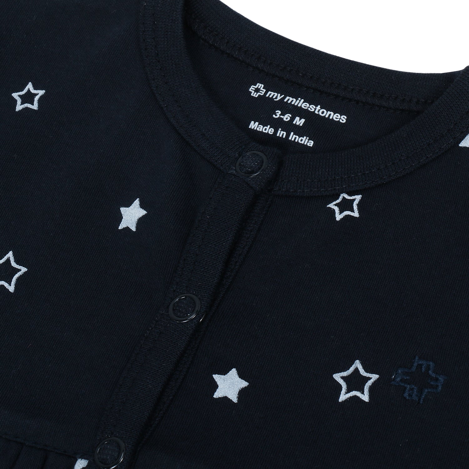 My Milestones T-shirt Half Sleeves Girls Navy Blue Stars /Pink Stripes - 2Pc Pack