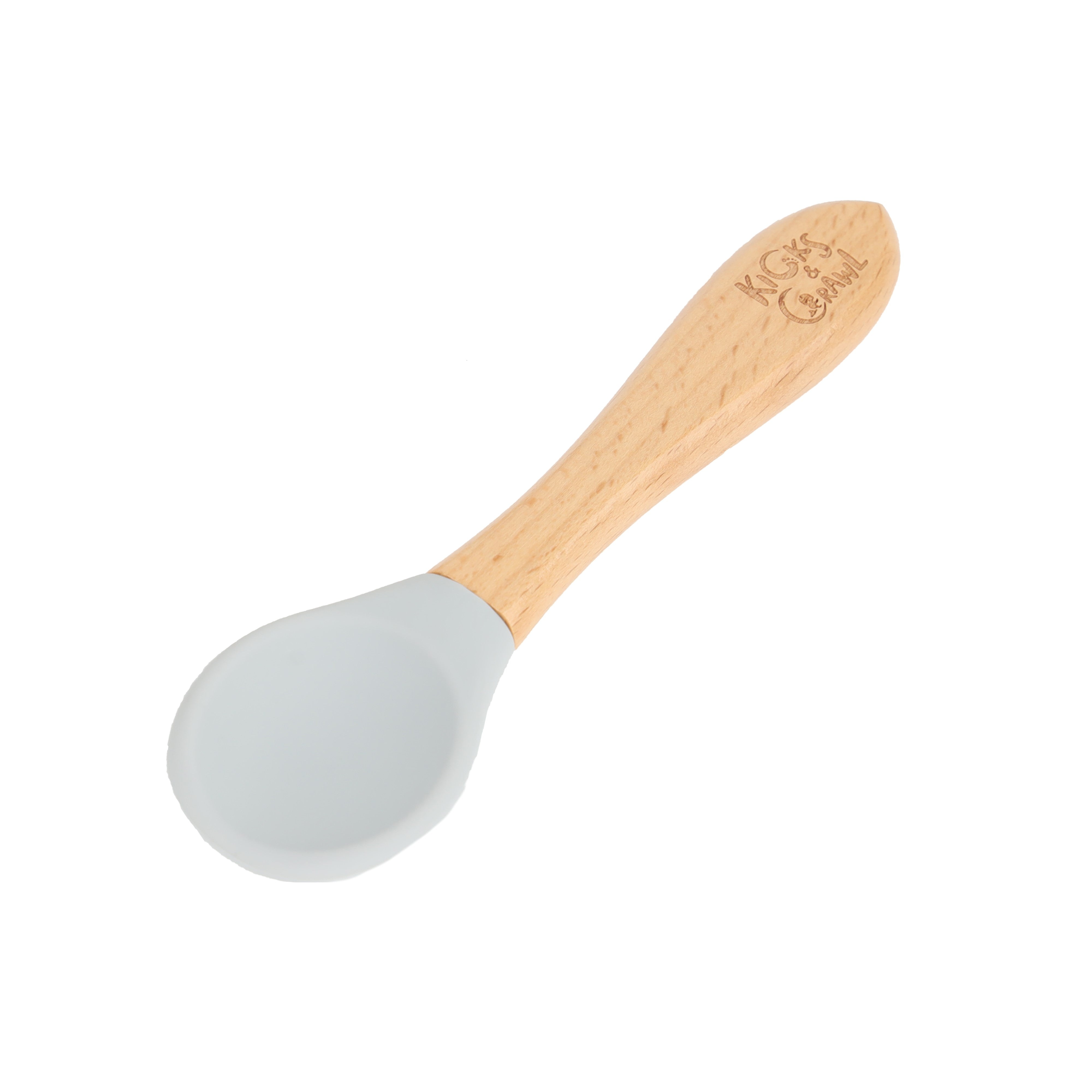 Kicks & Crawl- Silicone Bowl & Spoon Set - Grey