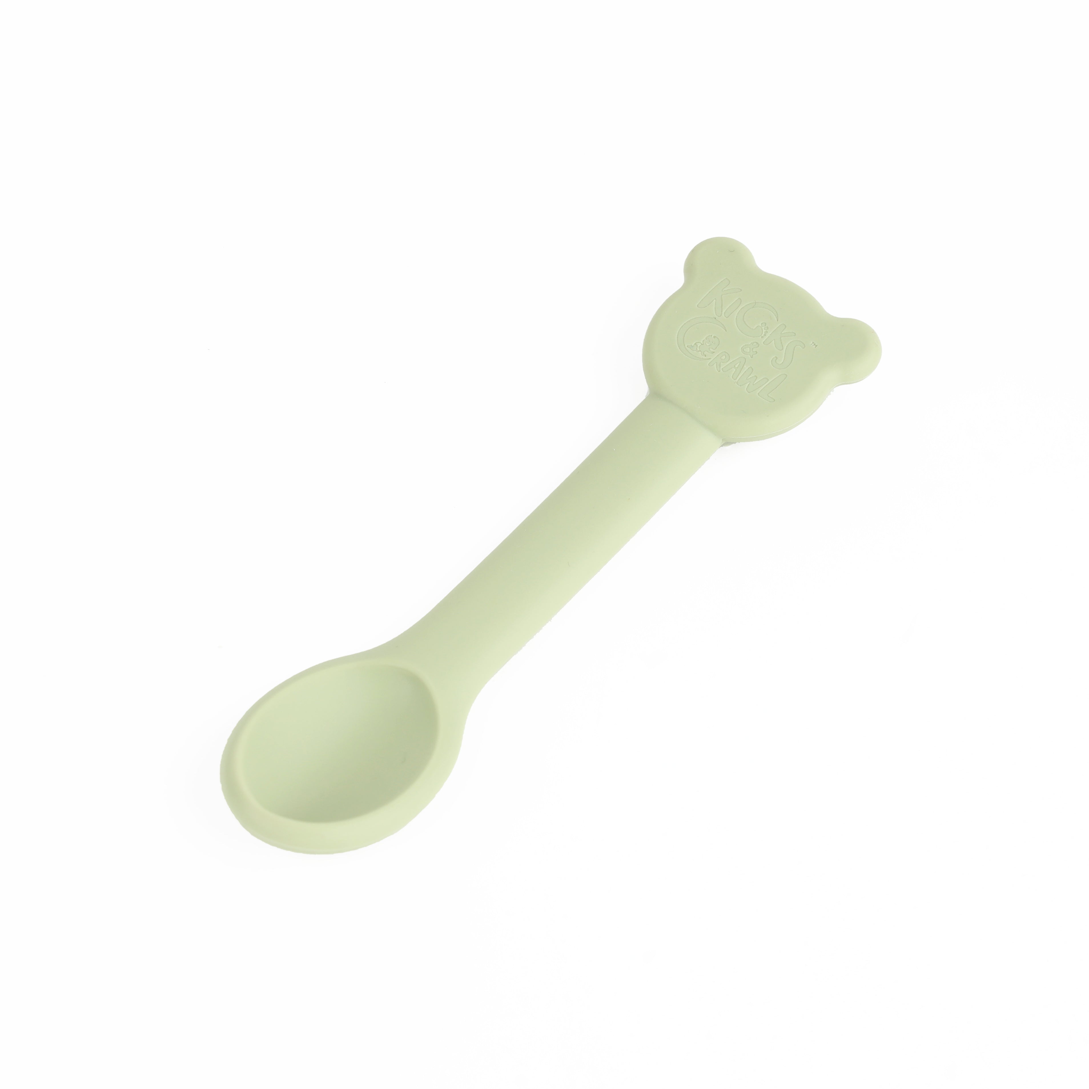 Kicks & Crawl- Baby Bear Silicone Bowl & Spoon Set - Mint Green