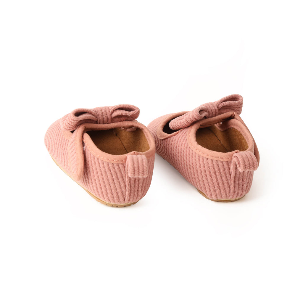 Kicks & Crawl- Ribbed Bow Pink Baby Shoes