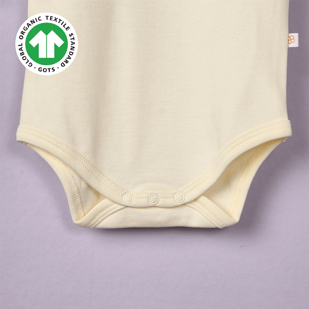 Greendigo Organic Cotton Off White Bodysuit For New Born Baby Boys And Baby Girls