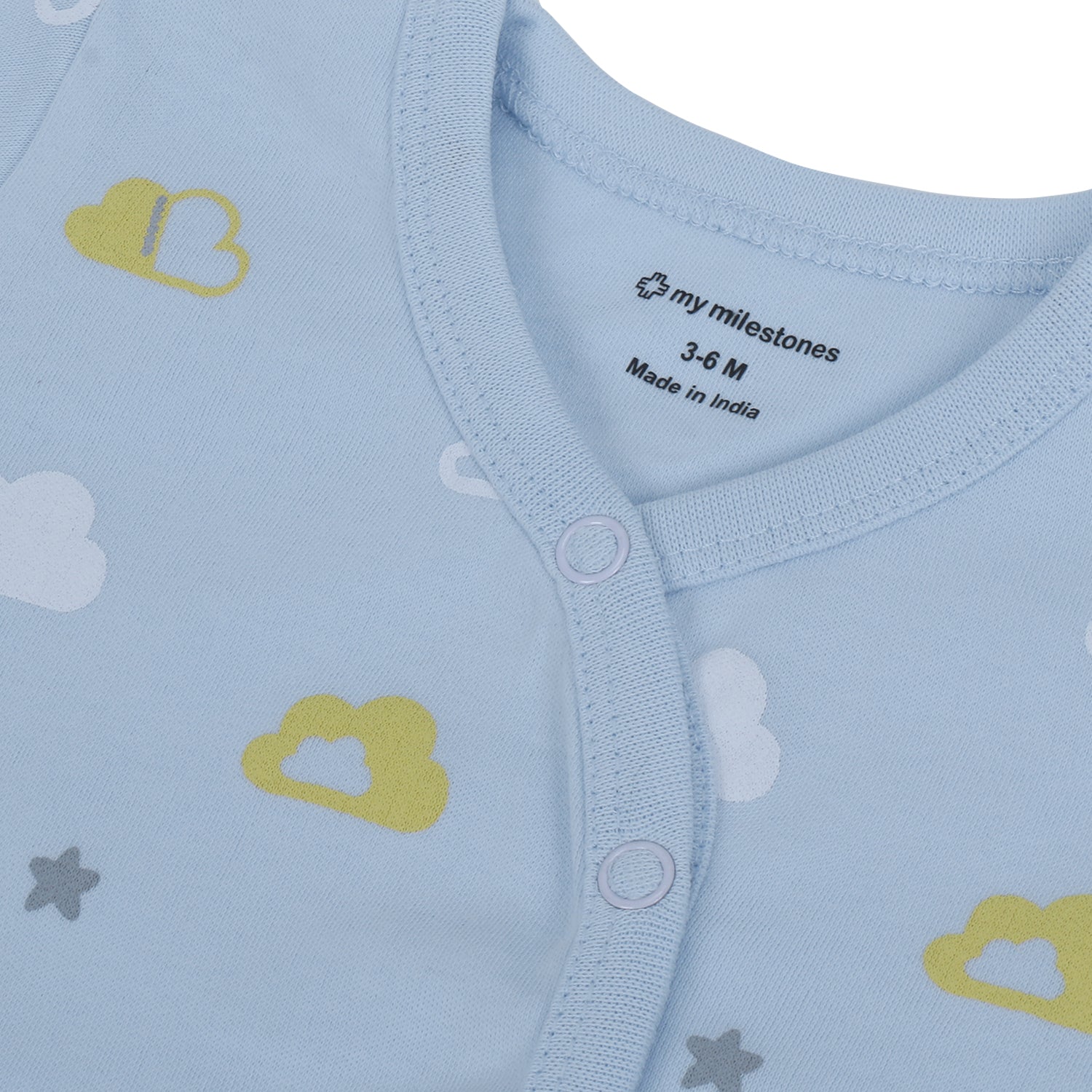 My Milestones T-shirt Half Sleeves Boys Baby Blue / Baby Blue Cloud -2Pc Pack
