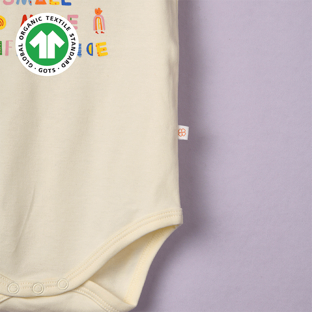 Greendigo Organic Cotton Off White Bodysuit For New Born Baby Boys And Baby Girls