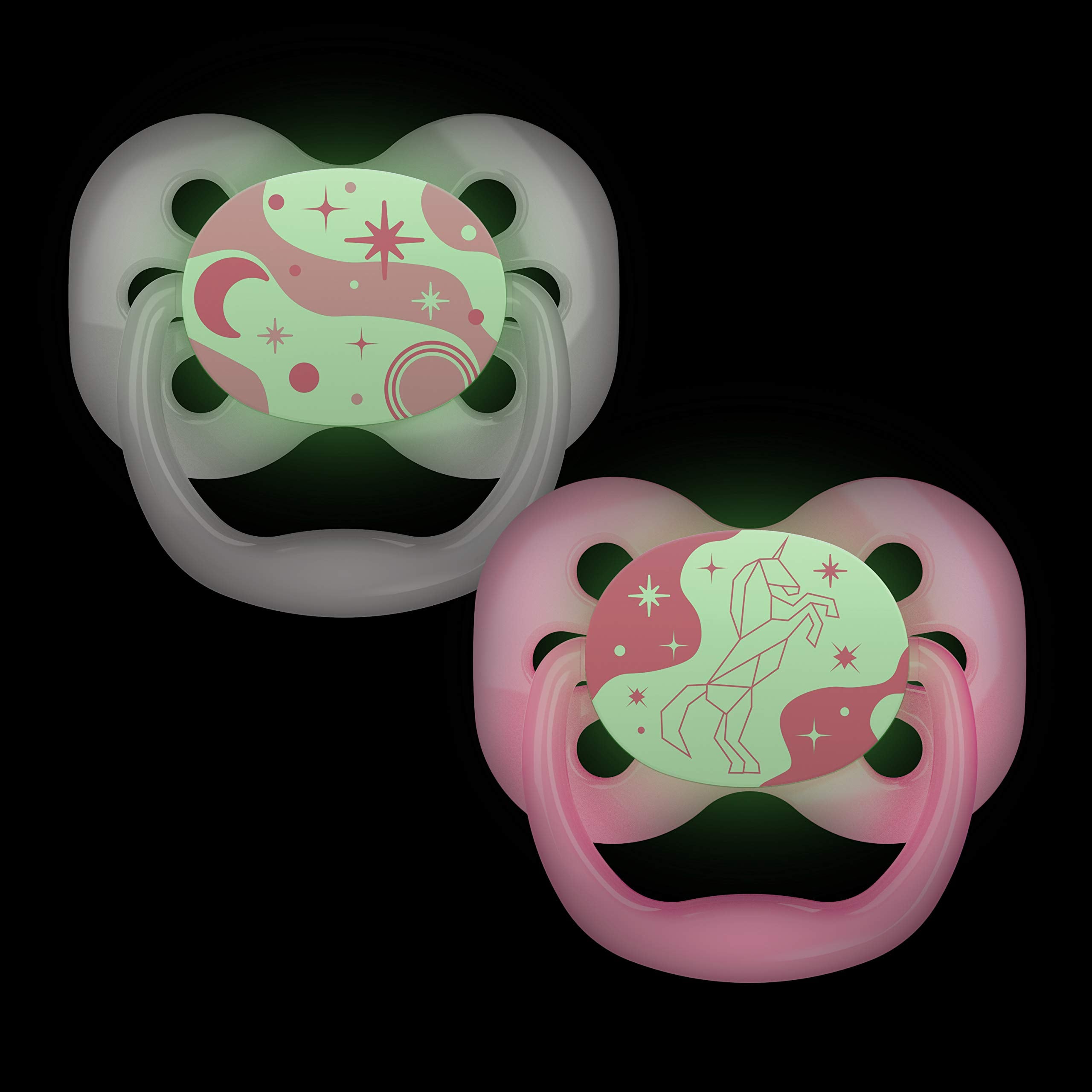 Dr. Brown's Advantage Pacifiers, Stage 1, Glow in the Dark, Pack of 2 - Pink