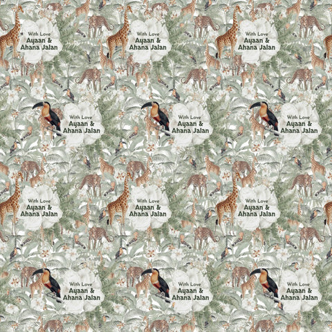 Personalised Wrapping Paper 19 x 26.5" - Jungle Safari, Set of 10