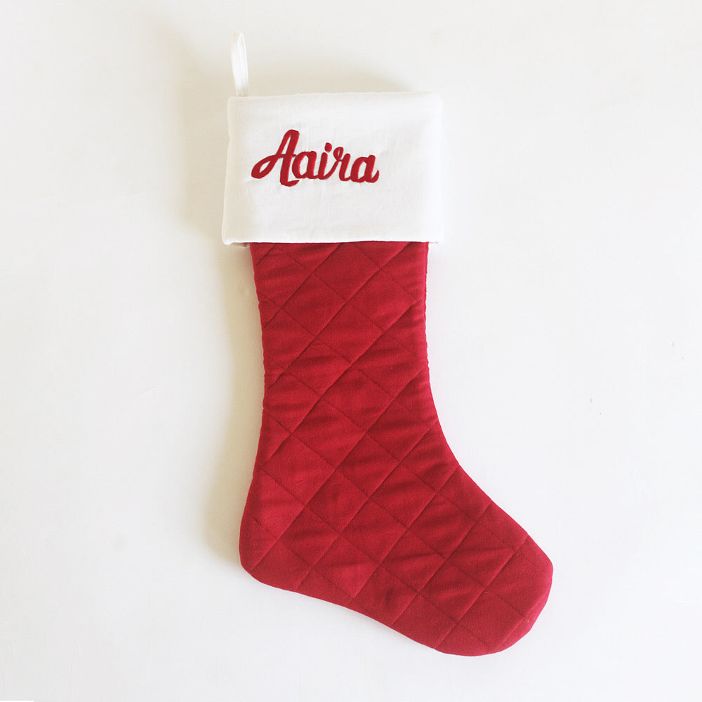 Personalized Stocking - White Top, Red Bottom