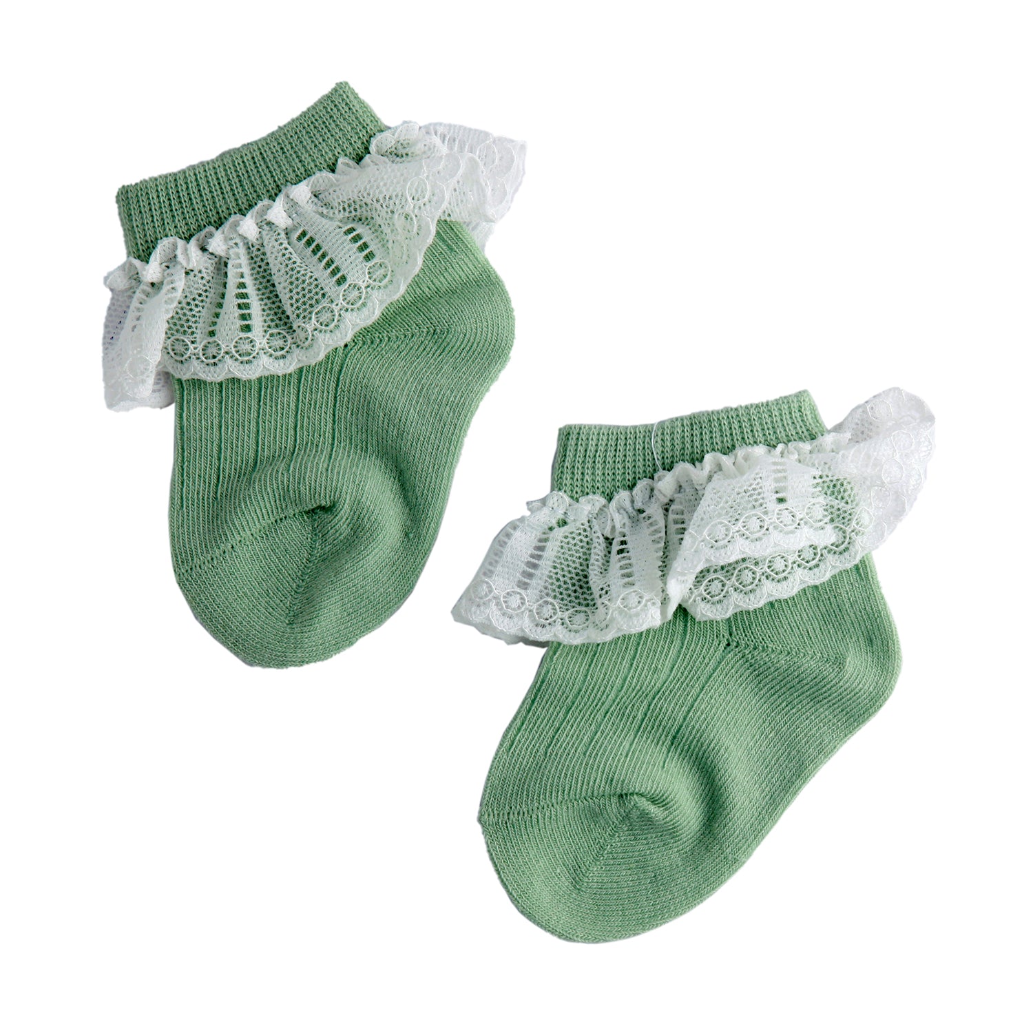 Dressy Lace Green And Brown 2 Pk Lace Socks