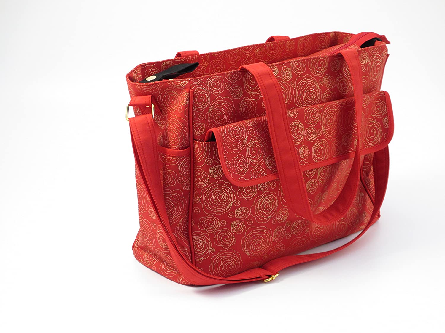 Summer Infant Messenger Changing BAG Diaper Bags Red Gold Swirl