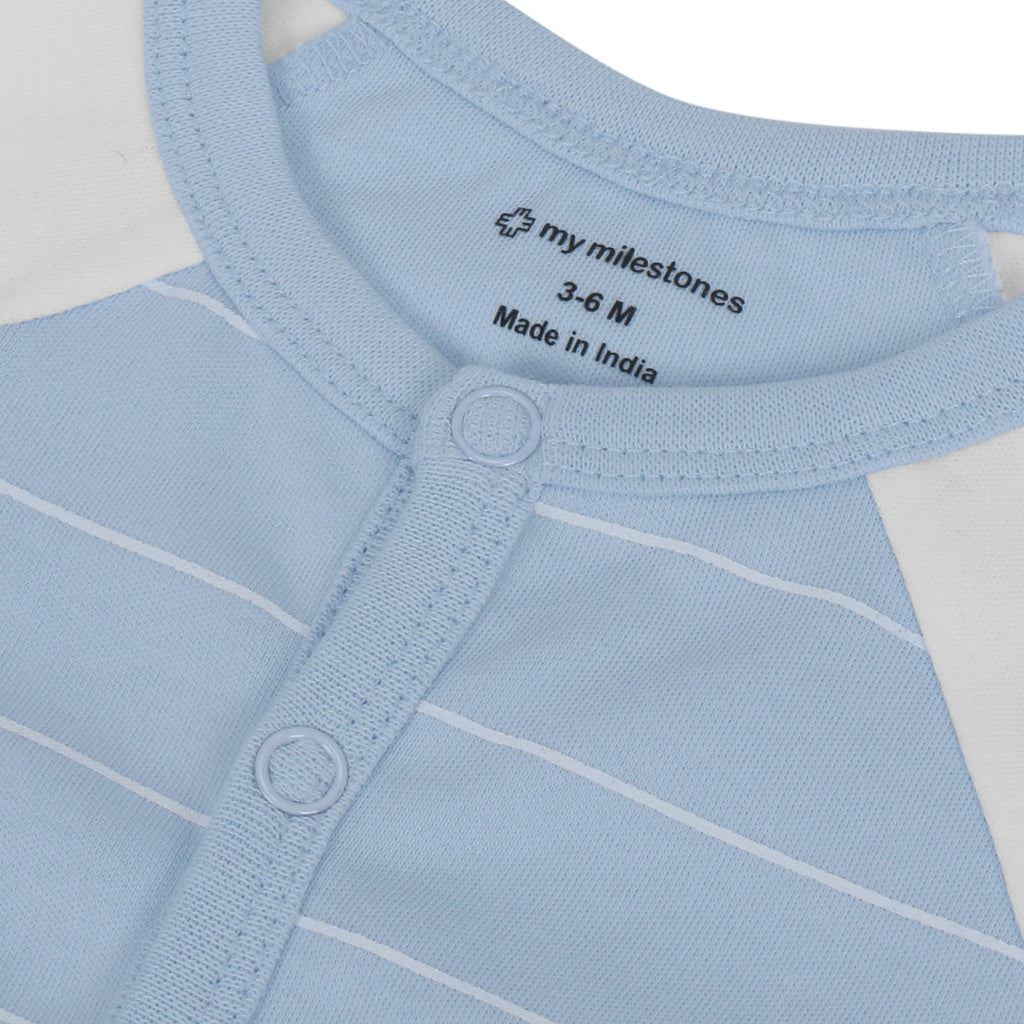 My Milestones T-shirt Half Sleeves Boys Baby Blue White / White Baby Blue -2Pc Pack