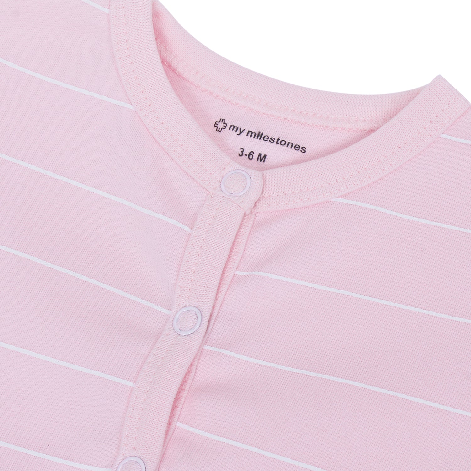 My Milestones T-shirt Half Sleeve Grey Hearts / Pink Stripes-2Pc Pack