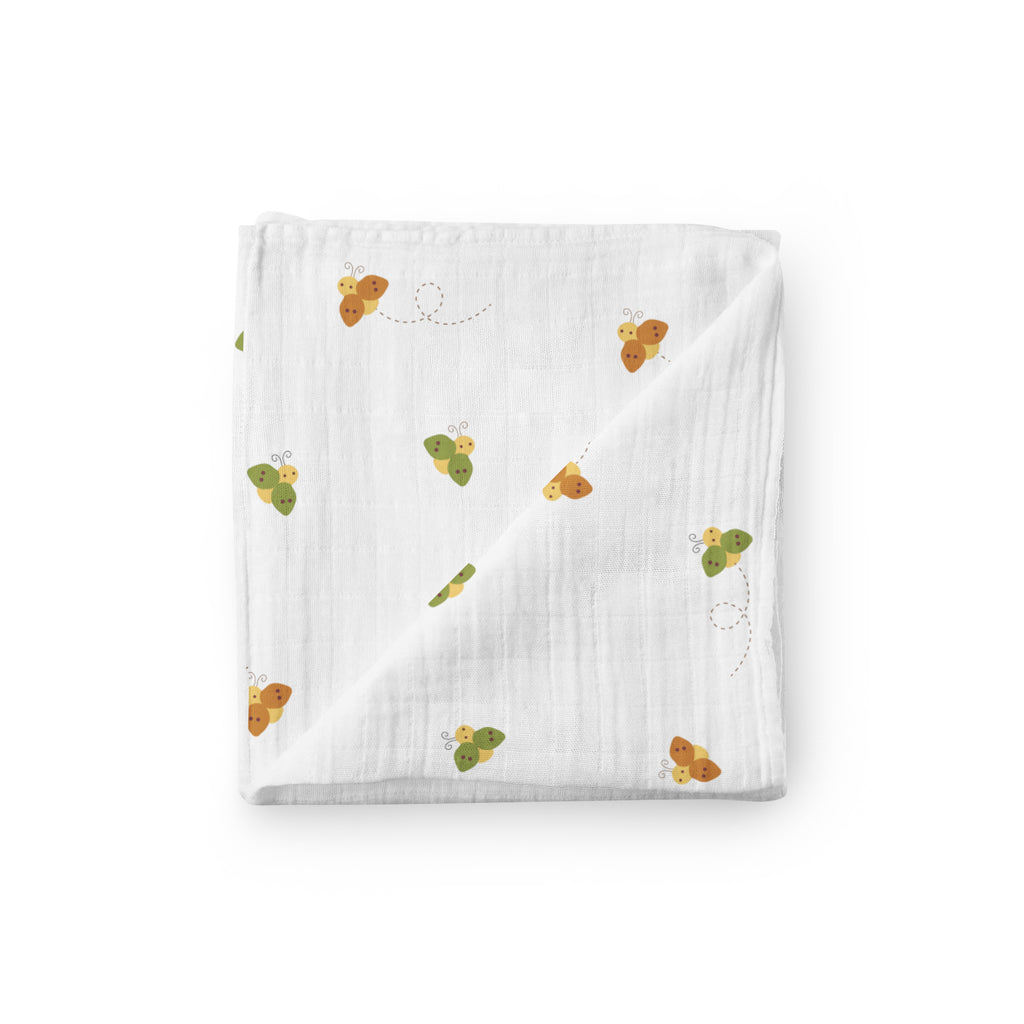 The White Cradle 100% Organic Cotton Baby Swaddle Wrap - Sunflower and Honey Bee
