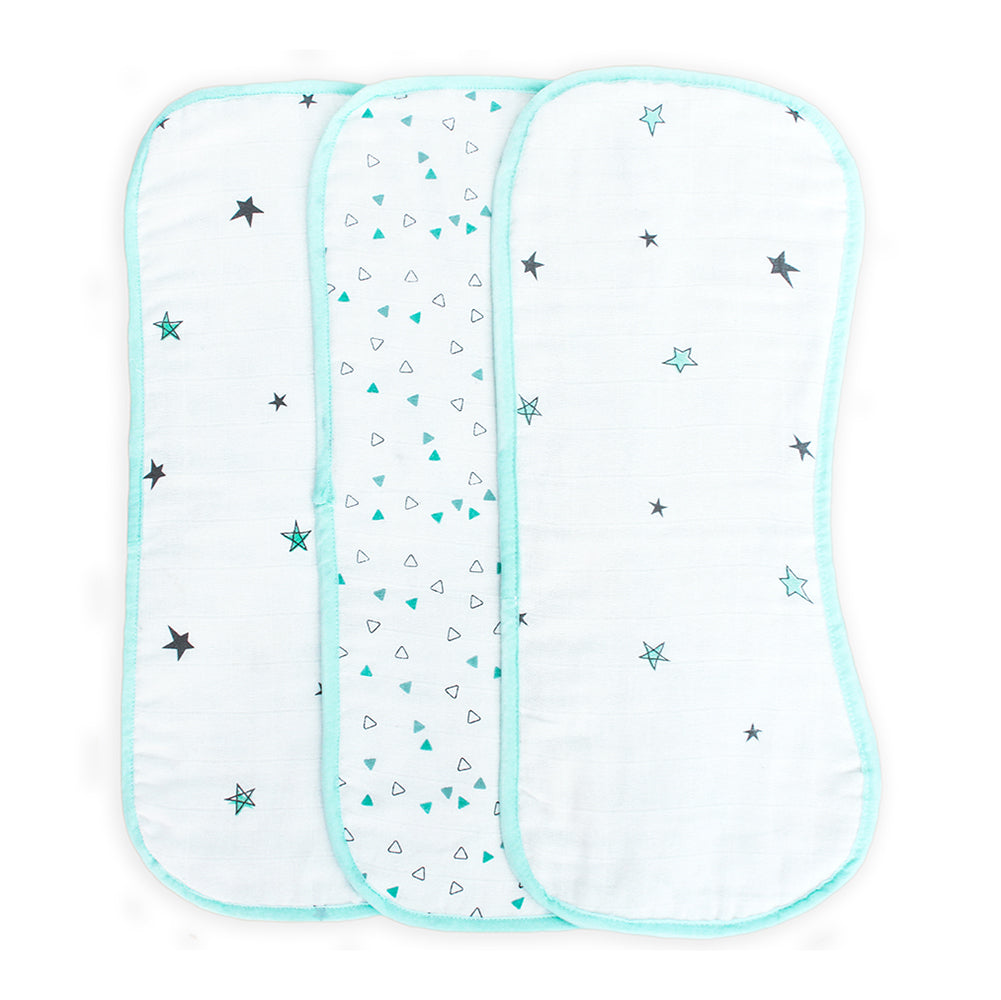 The White Cradle Baby Burp Cloth (3 pc Set) - Blue