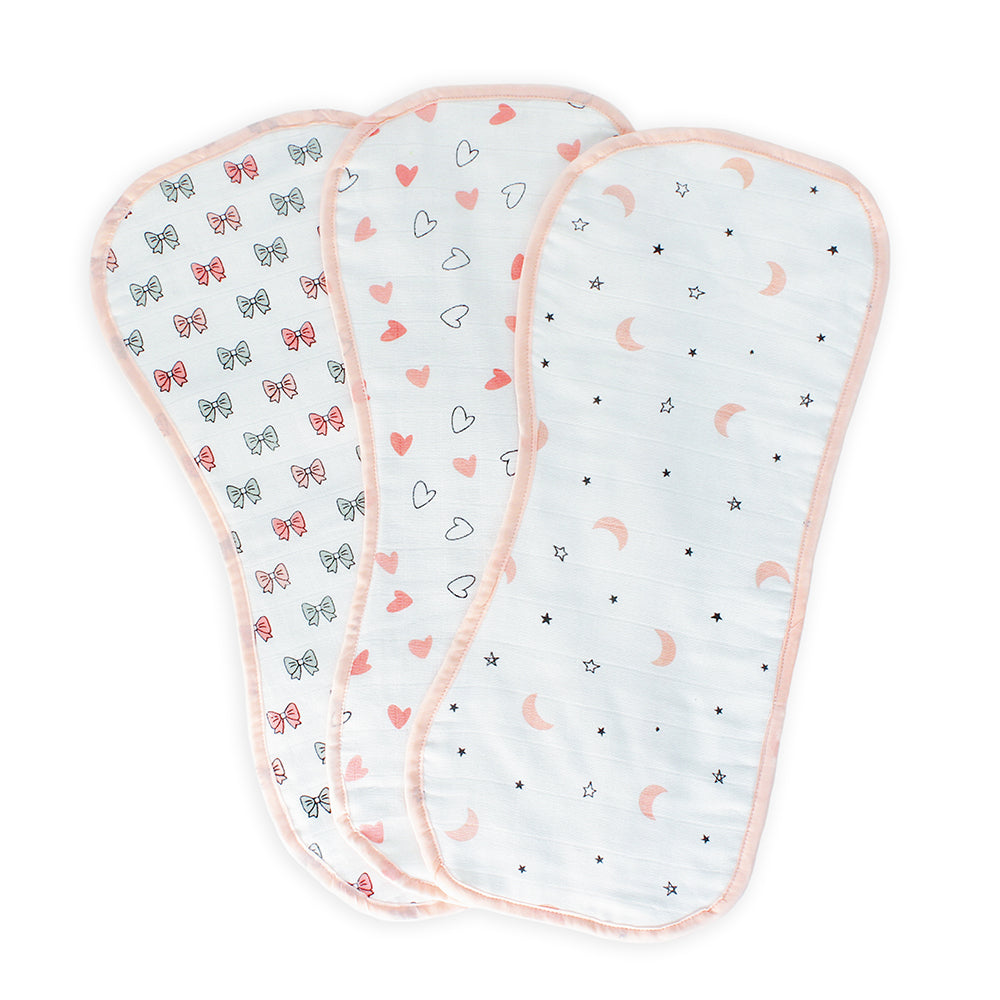 The White Cradle Baby Burp Cloth (3 pc Set) - Pink