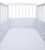 The White Cradle Baby Safe Cot Bumper Pad - Blue Bow