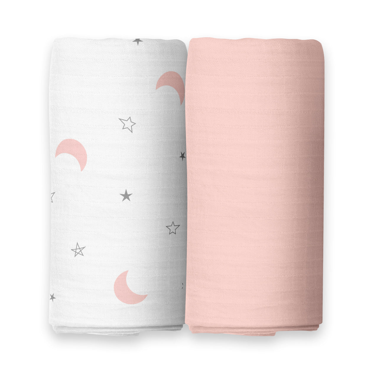 The White Cradle Baby Nursery Swaddle Blanket Wrap - Moon & Pink