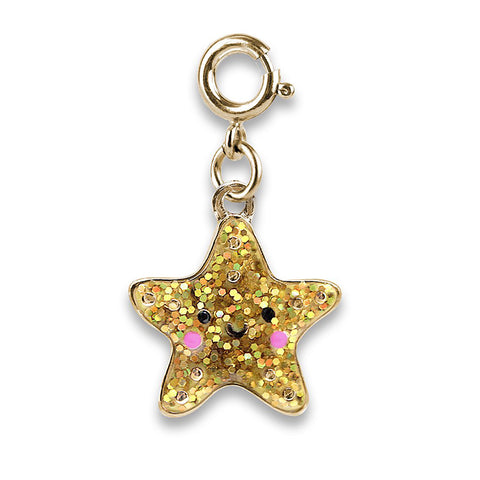 Gold Glitter Star Fish Charm