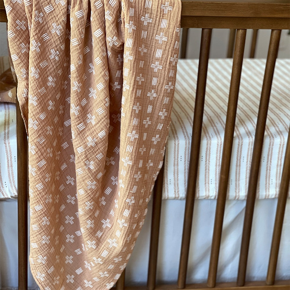 Crane Baby Kendi Muslin Swaddle Copper Dash