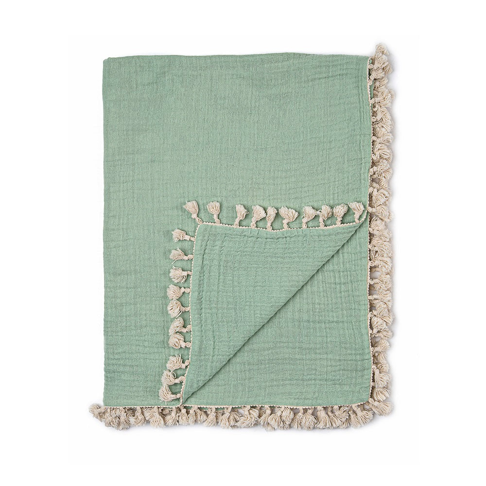 Crane Baby 6 Layer Muslin Blanket - Evergreen