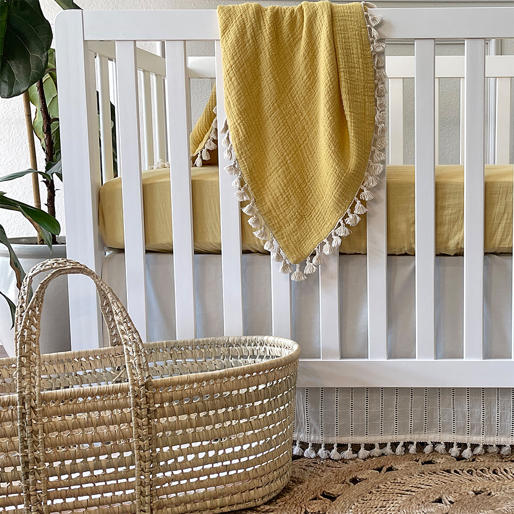 Crane Baby Muslin Crib Fitted Sheet -  Ochre