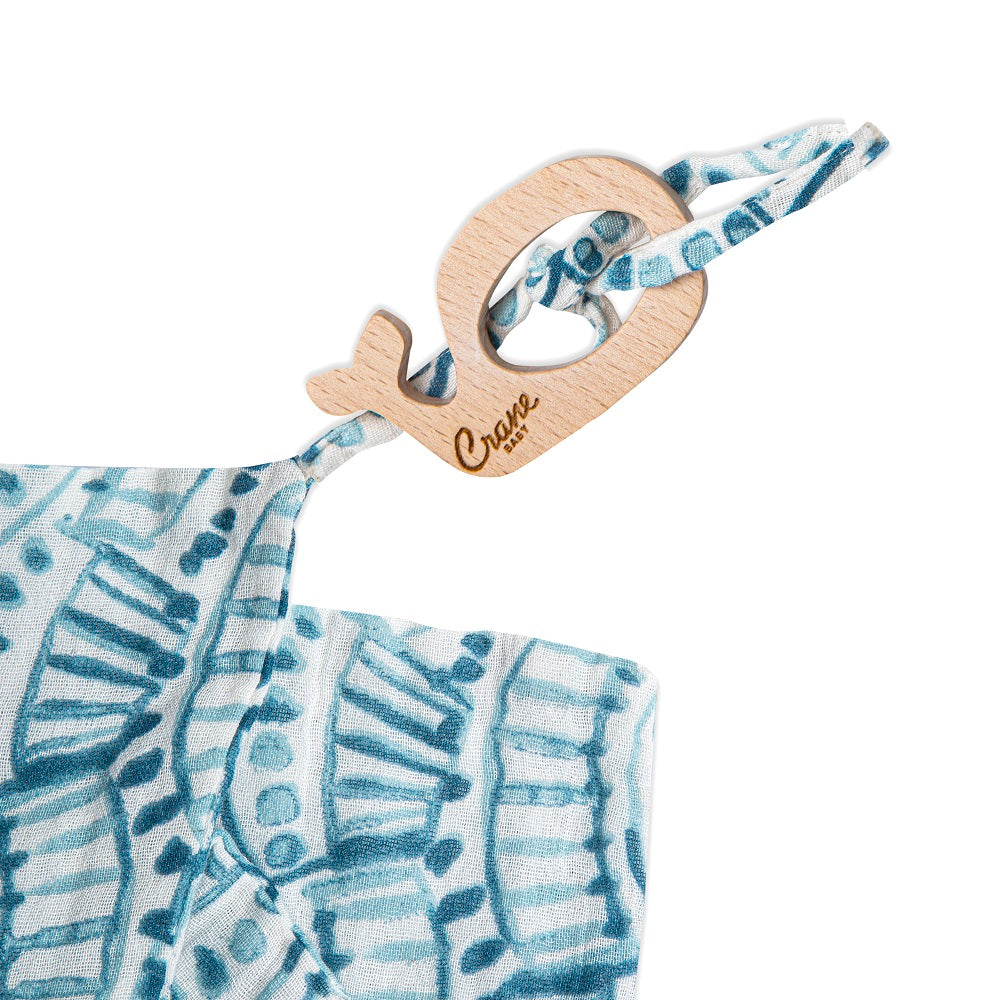 Crane Baby Teether & Security Blanket - Whale