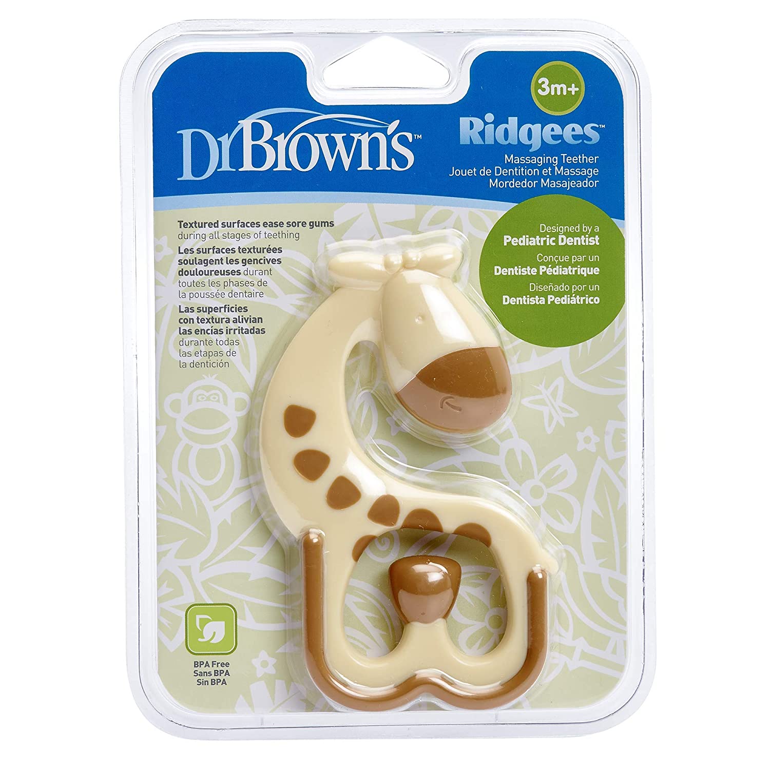 Dr. Brown's Ridgees Giraffe Massaging Teether - Beige Brown