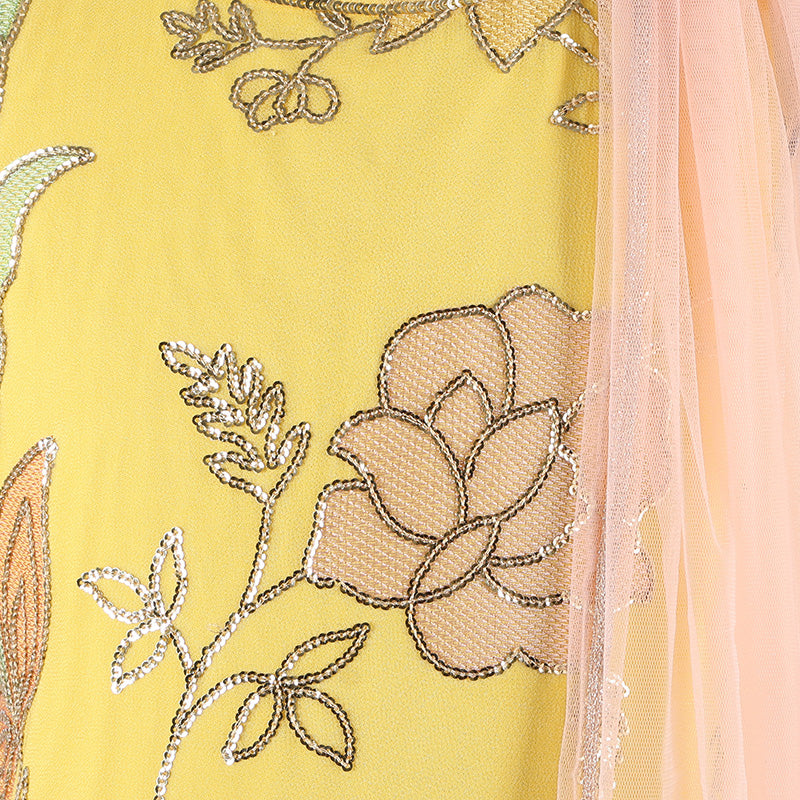 Yellow Embroidered Sharara