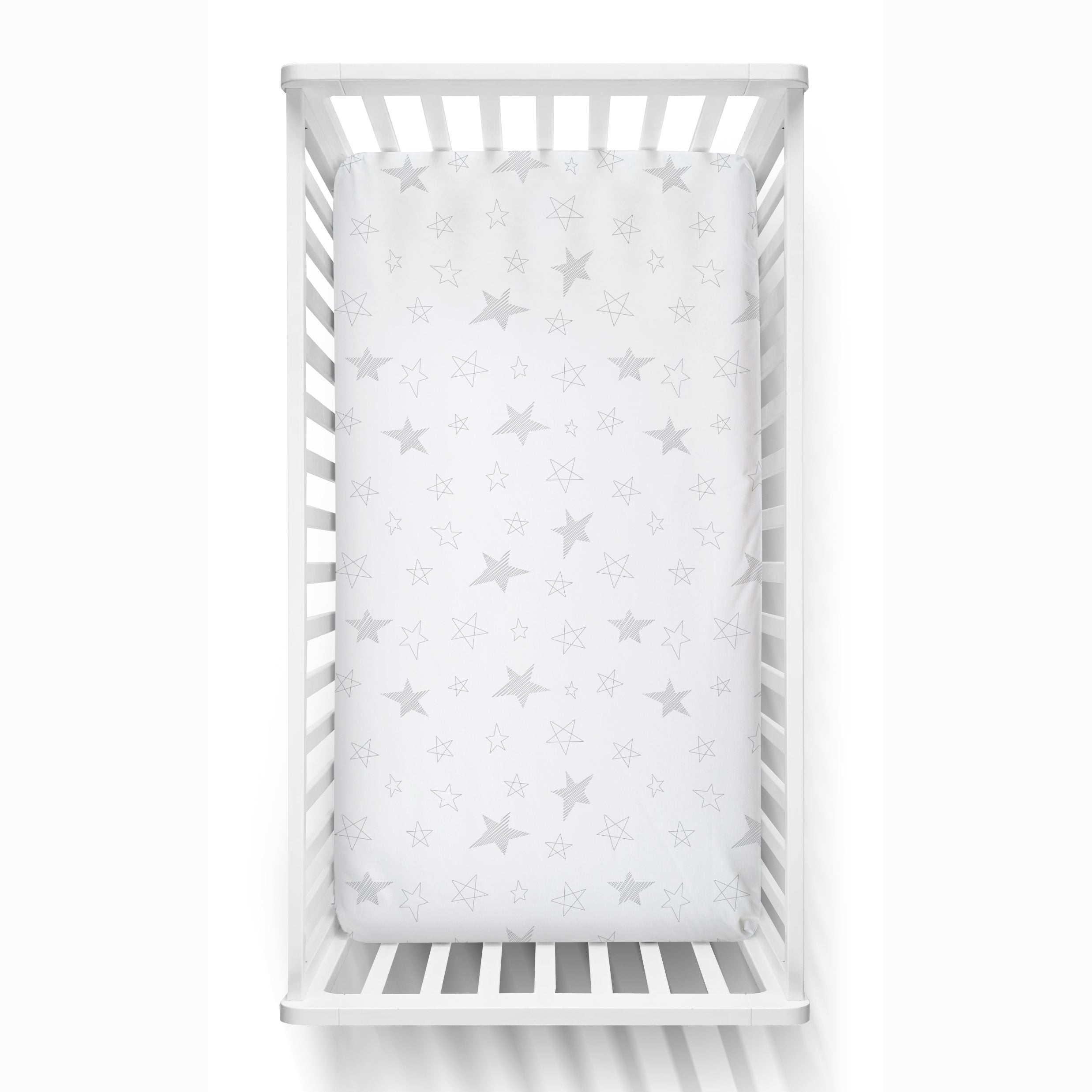 The White Cradle Flat Bed Sheet for Baby Cot & Mattress - Big Stars