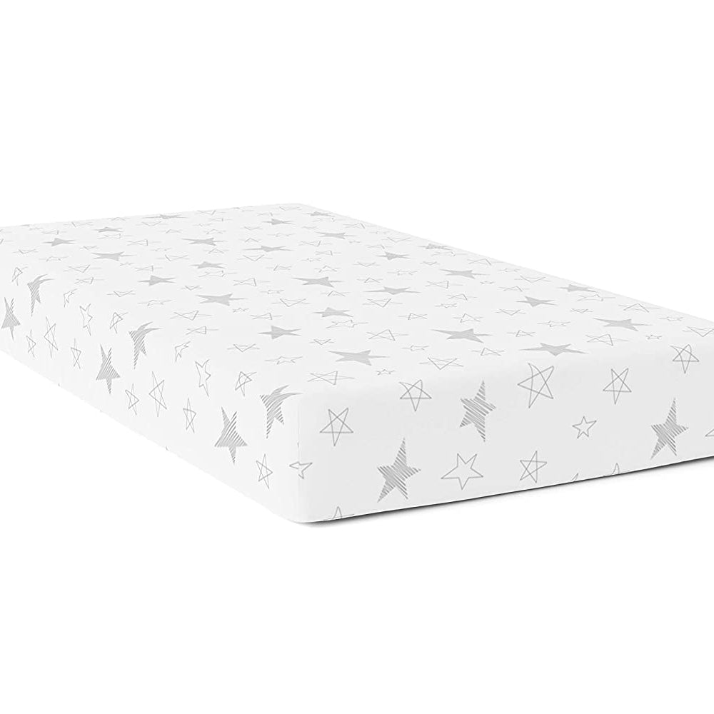 The White Cradle Flat Bed Sheet for Baby Cot & Mattress (2 pcs pack) - Star & Clouds