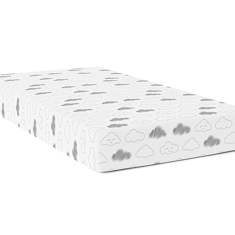 The White Cradle Flat Bed Sheet for Baby Cot & Mattress (2 pcs pack) - Star & Clouds