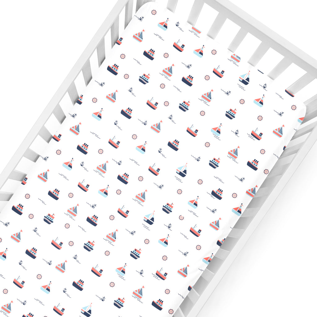 The White Cradle Flat Bed Sheet for Baby Cot & Mattress - Yacht