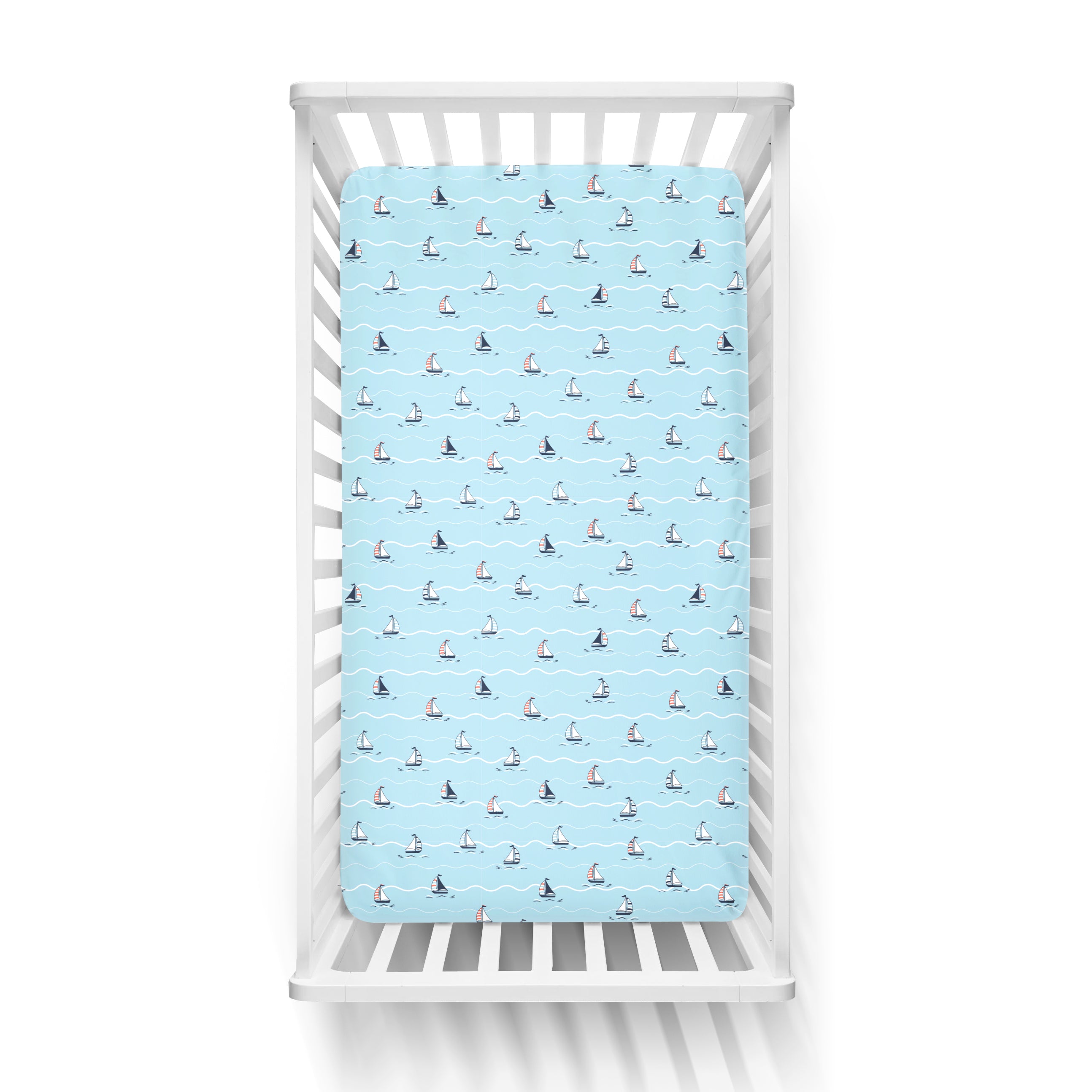 The White Cradle Flat Bed Sheet for Baby Cot & Mattress - Yacht Blotch