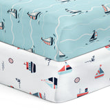 The White Cradle Flat Bed Sheet for Baby Cot & Mattress (2 pcs pack) - Yacht and Yacht Blotch