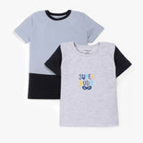 My Milestones T-shirt Set Half Sleeves 2 pcs - Baby Blue / Grey