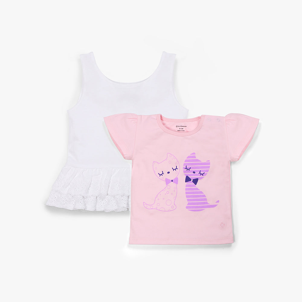 My Milestones T-shirt Set Half Sleeves 2 pcs - Pink / White