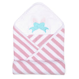 My Milestones Baby Hooded Towel - Modern stripped - Pink / White