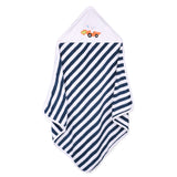 My Milestones Baby Hooded Towel - Modern stripped - Navy Blue / White