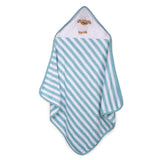 My Milestones Baby Hooded Towel - Modern Stripped - Aqua / White