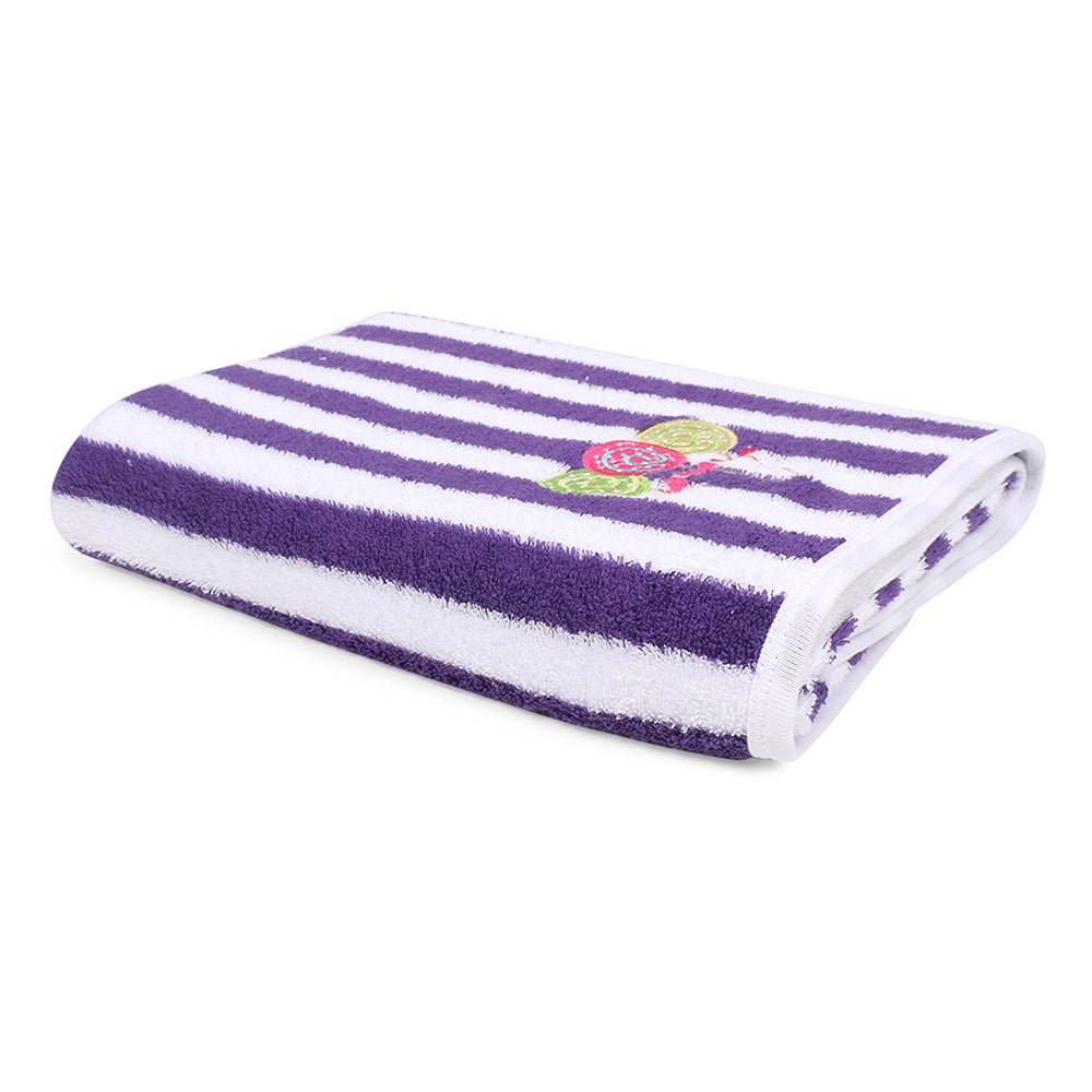 My Milestones Kids Bath Towel Bold Stripped - Purple / White