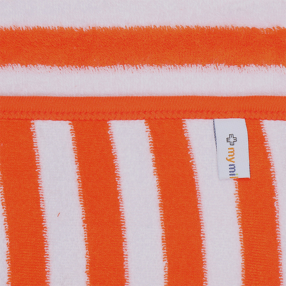 My Milestones Kids Bath Towel Bold Stripped - Orange / White