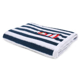 My Milestones Kids Bath Towel Bold Stripped - Navy Blue / White