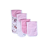 100% Cotton Terry Muslin Baby Burpy Bib - Pink (4 Pcs Set)