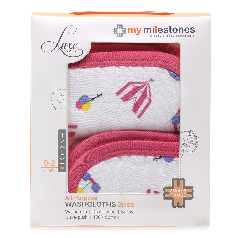 My Milestones Luxe all-purpose Washcloths 2pc Set - Carnival Pink