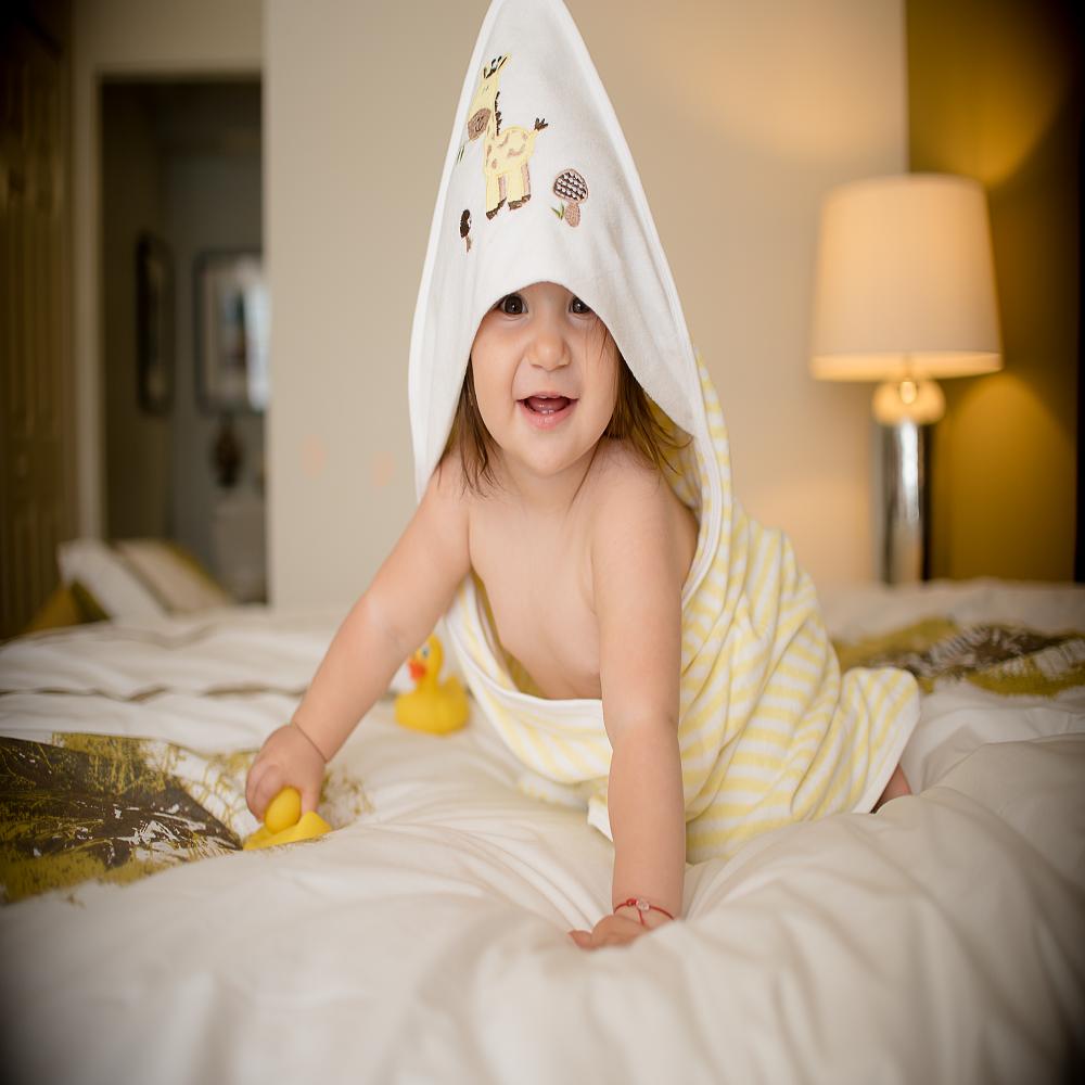 Hooded Towel - Yellow Stripes