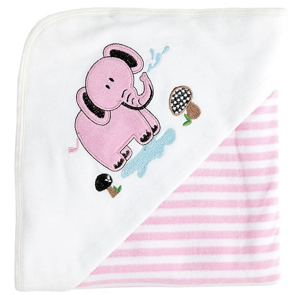 Hooded Towel - Pink Stripes