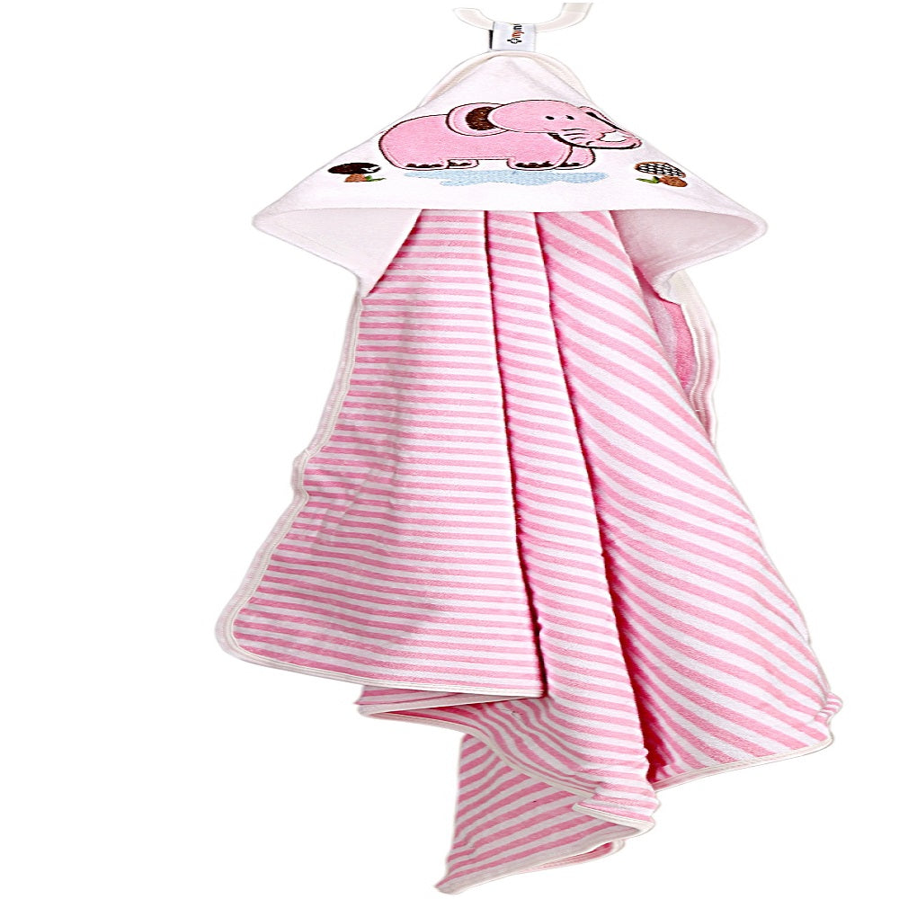 Hooded Towel - Pink Stripes