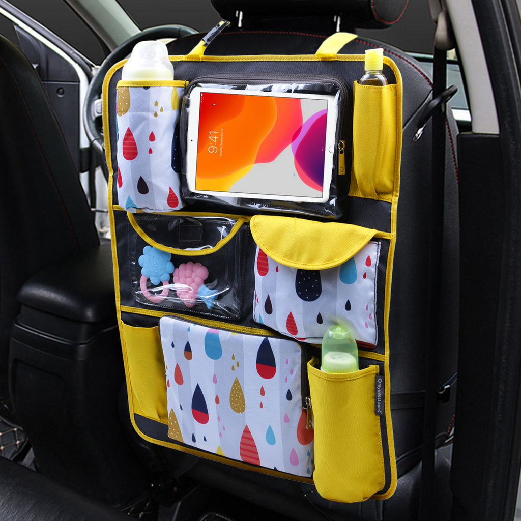 Car Seat/Travel Organizer - Raindrop Yellow
