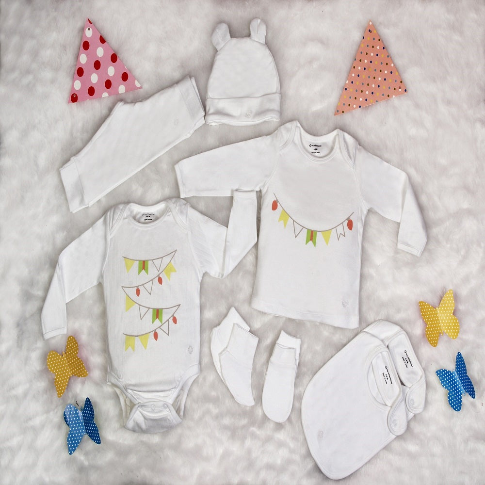 Infant Essentials Gift Set, Full Sleeves - White, Set of 8