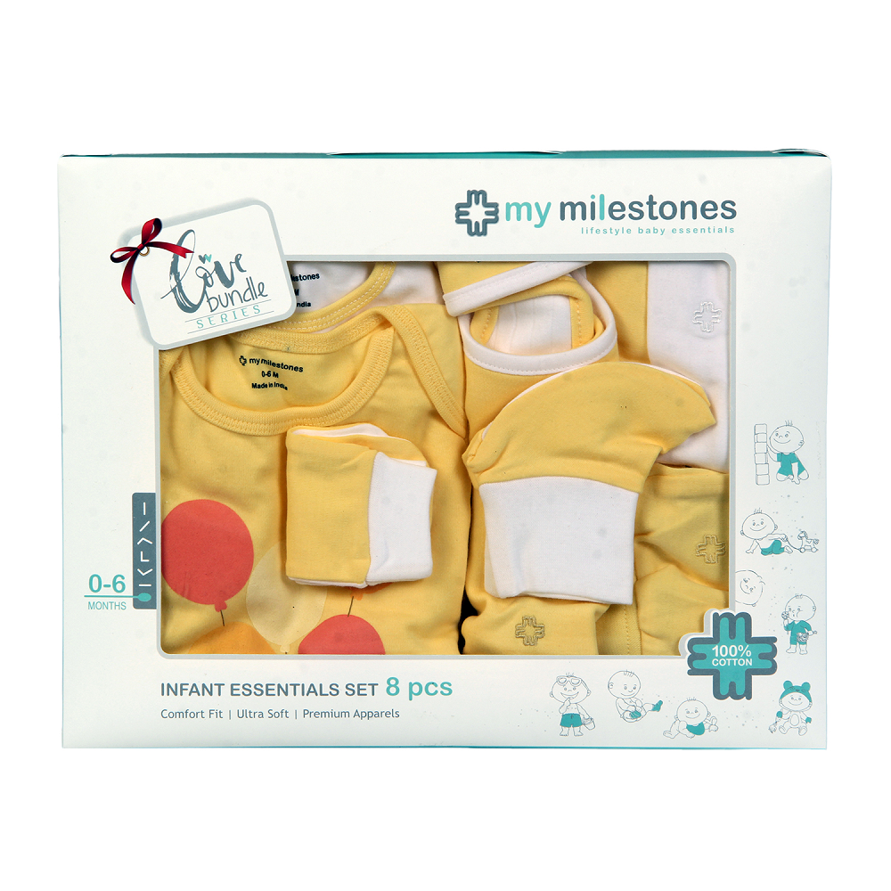Infant Essentials Gift Set, Full Sleeves - Yellow, Set of 8