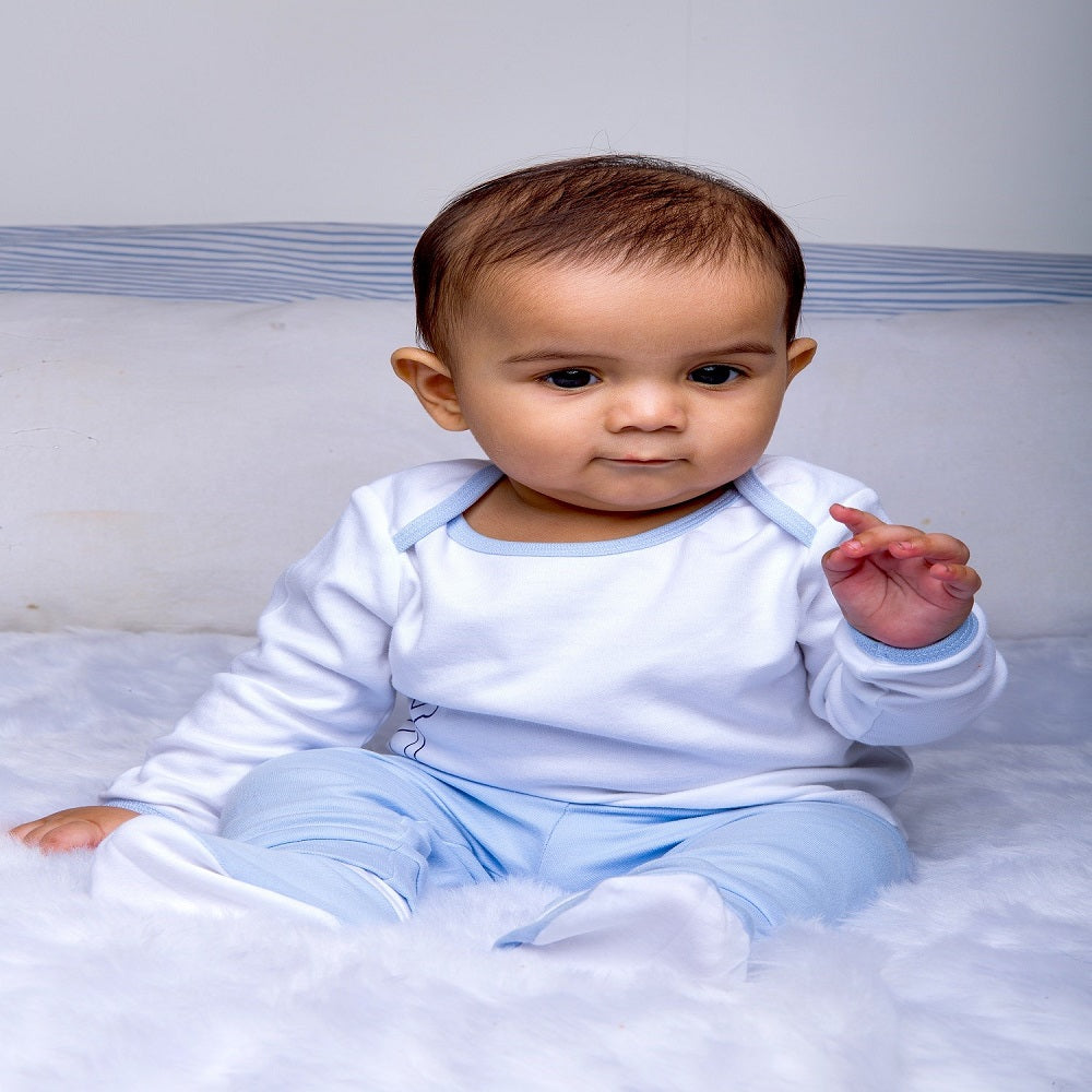 Infant Essentials Gift Set, Full Sleeves - Blue, Set of 8